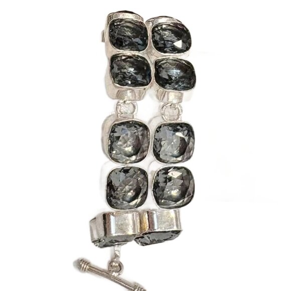 🚨Sale🚨  Grey Blue Lab Greated Quartz double tennis bracelet. - Picture 3 of 3